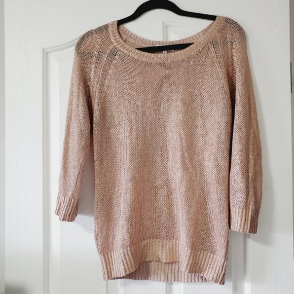Aritzia Babaton Silk Linen Rose Gold Brushed Metallic Sweater M - Picture 3 of 7